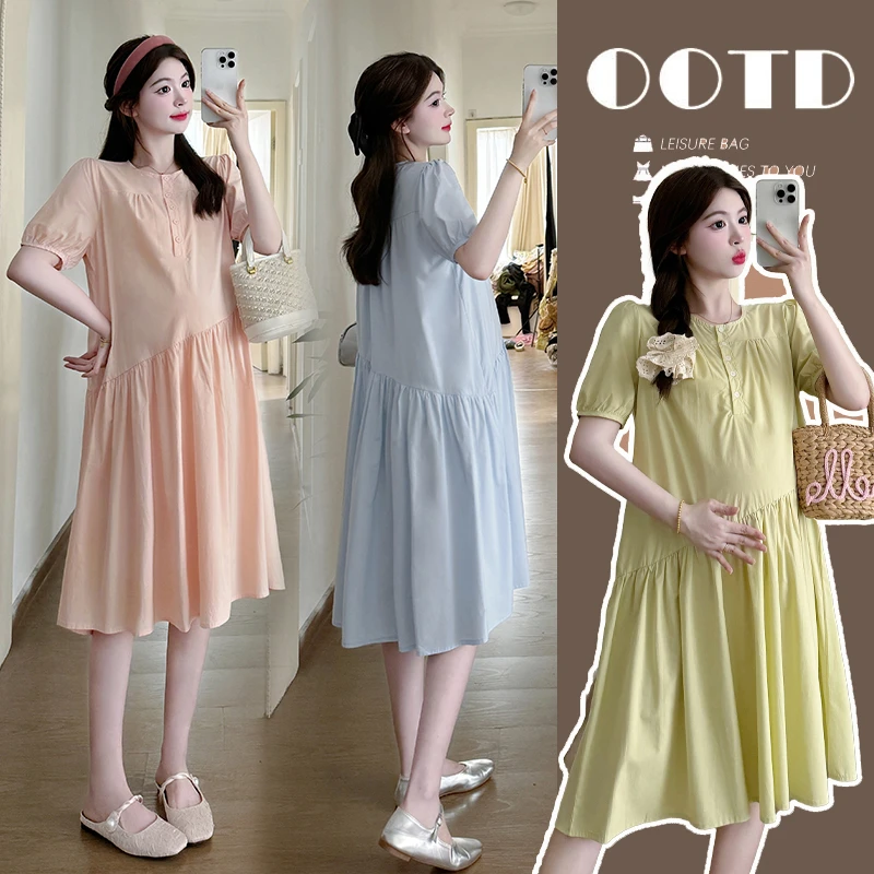 2025孕妇连衣裙夏季时尚洋气长裙新款宽松遮肚孕妇裙可哺乳透气