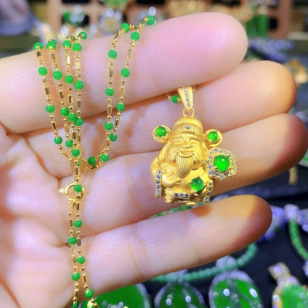 颈饰银S925镶嵌翡翠