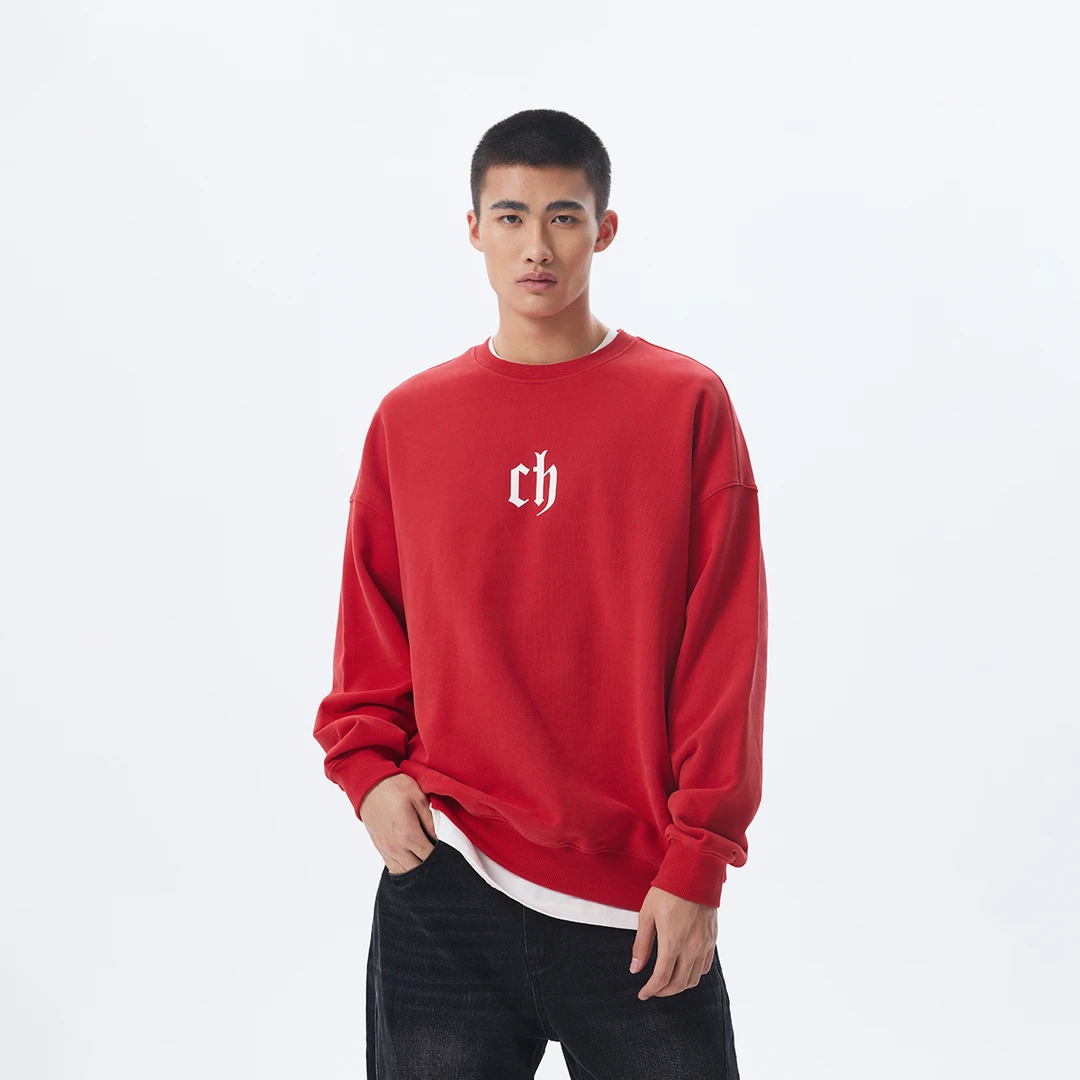 CHINISM赤尘 CH重磅圆领卫衣男加绒美式情侣秋长袖上衣