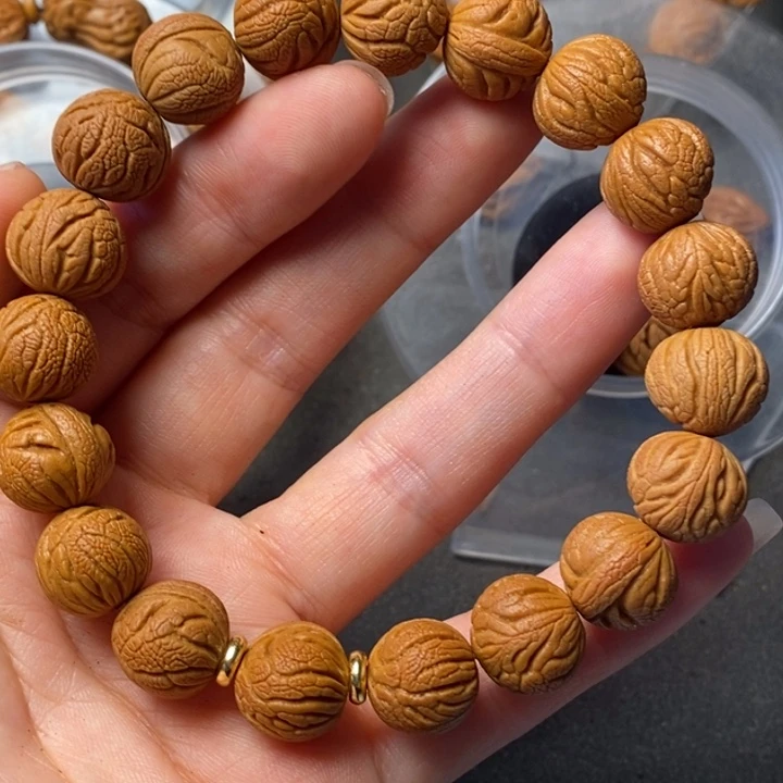 桃核手串秦岭龙纹野生桃核