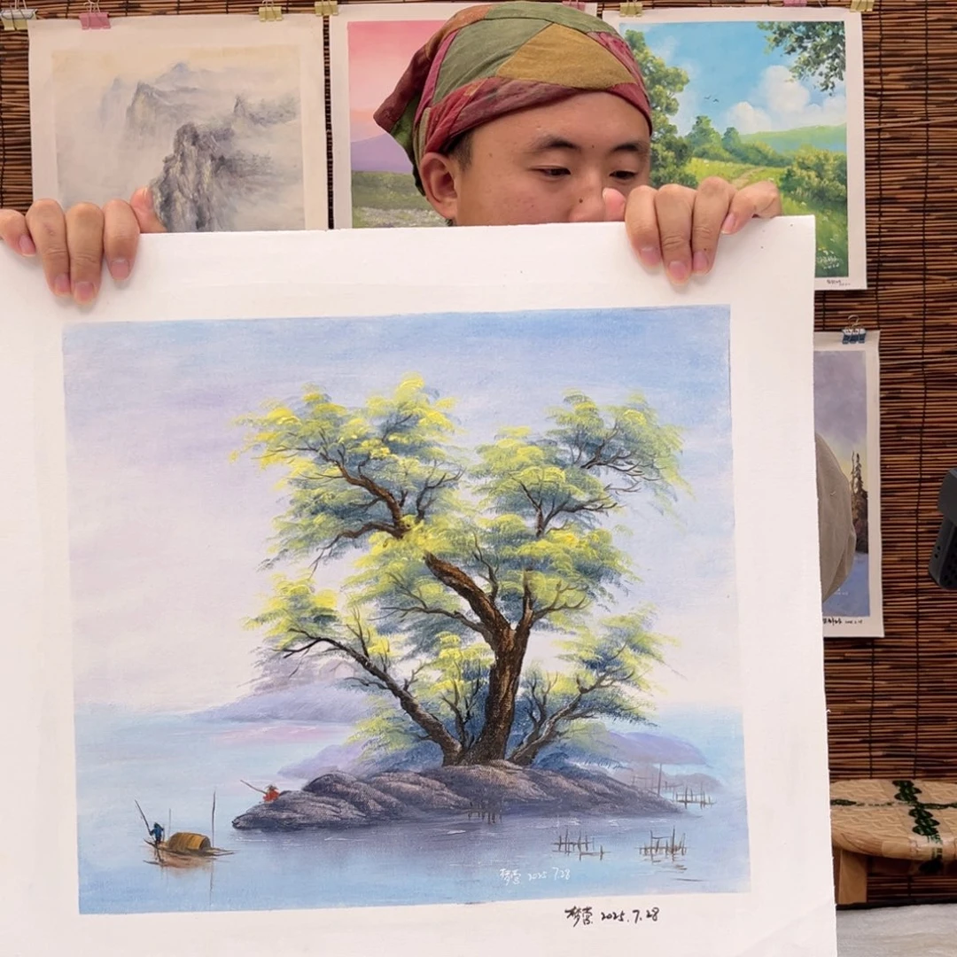 油画行路人小院绘画作品竞拍