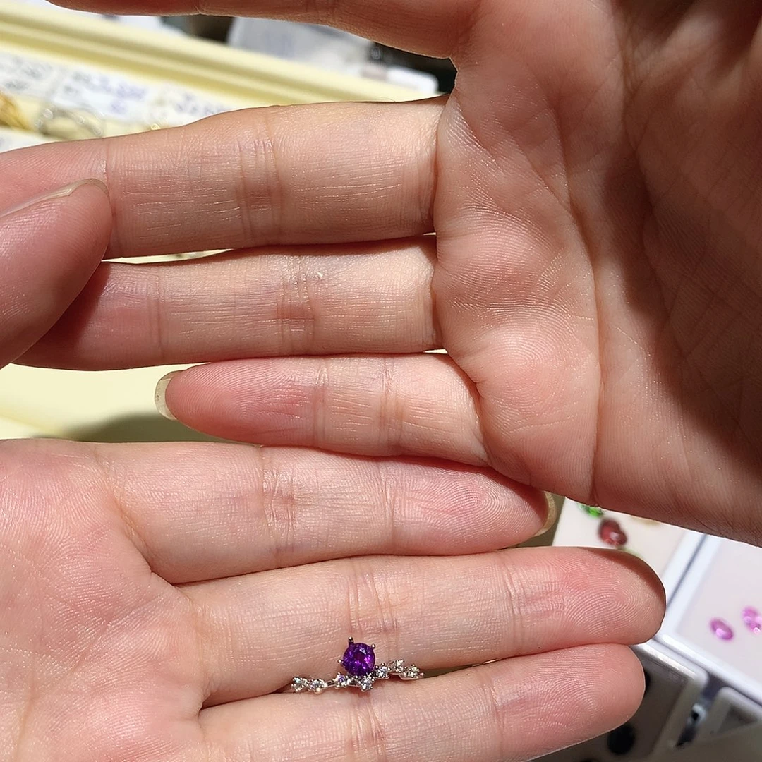紫晶戒指银S925镶嵌