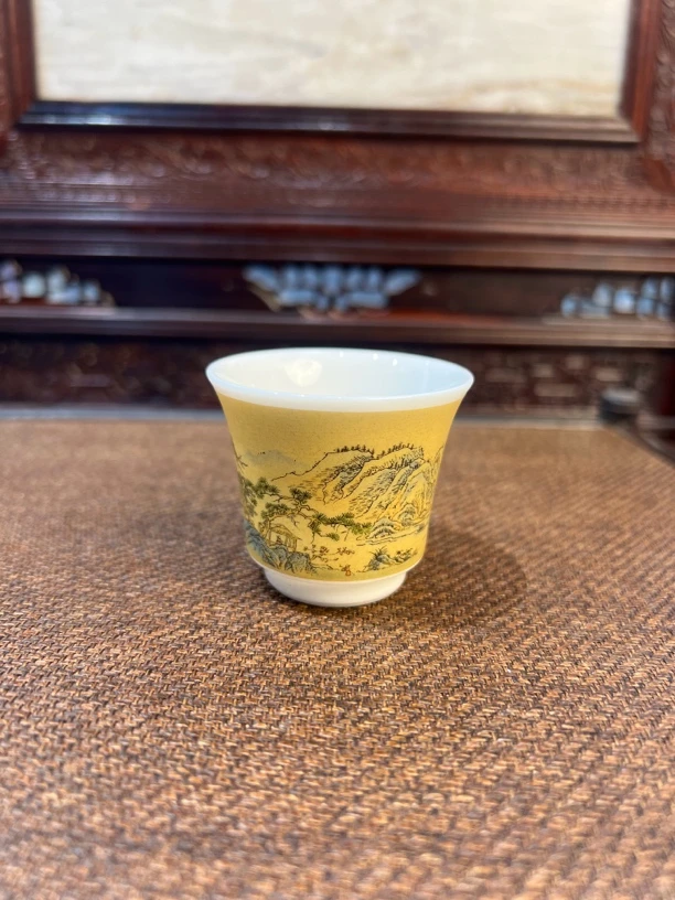 品茗杯功夫茶杯羊脂玉瓷宣纸茶杯容量45cc