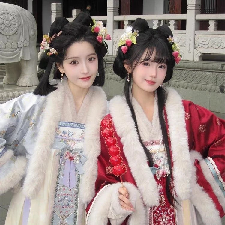 【送福草莓】新款汉服双色改良外披齐胸连衣裙交领内搭套装显瘦日常