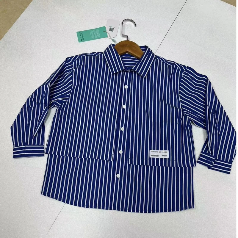 【优子壹家上新】儿童春款韩版长袖休闲时尚梭织条纹衬衫6211210