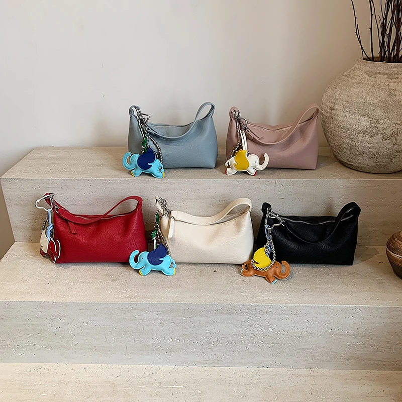 韩国ins小众腋下包包女2025新款时尚质感荔枝纹新月包通勤斜挎包