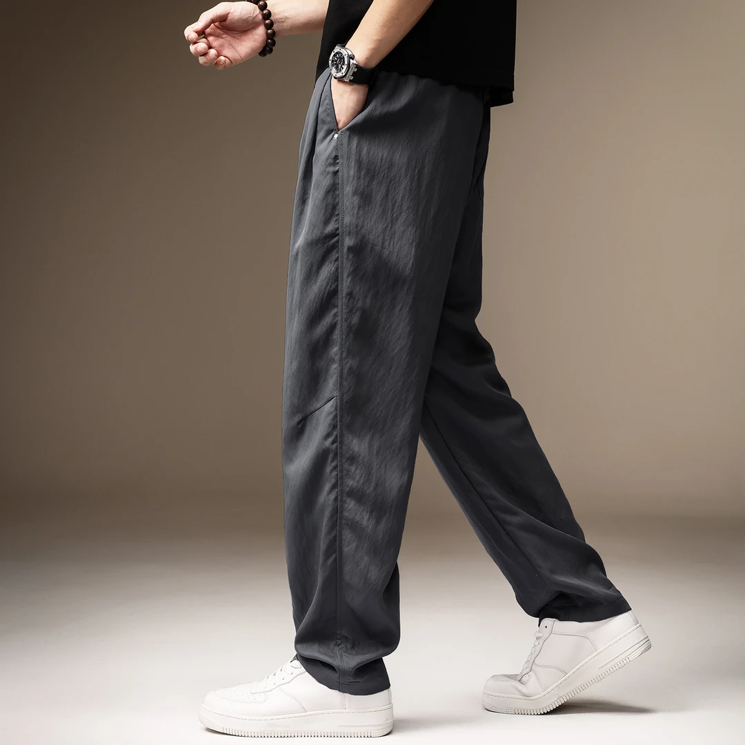 高端日系亲肤莱赛尔休闲裤男夏季薄款冰丝凉感舒适宽松直筒宽裤