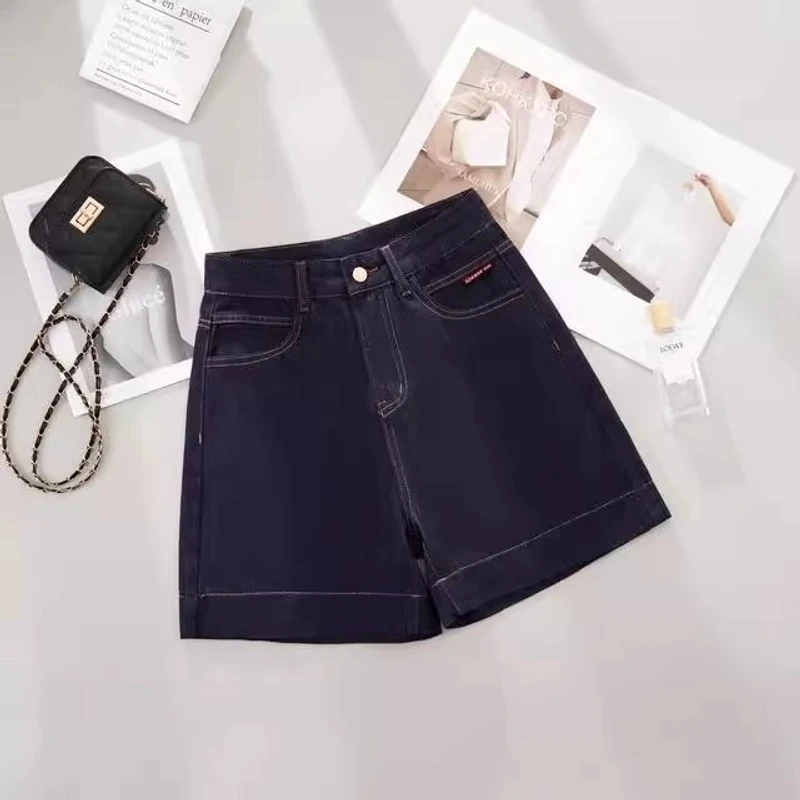 【送运险】夏季新中式丹宁深蓝牛仔短裤子无弹力短裤型显瘦裤子