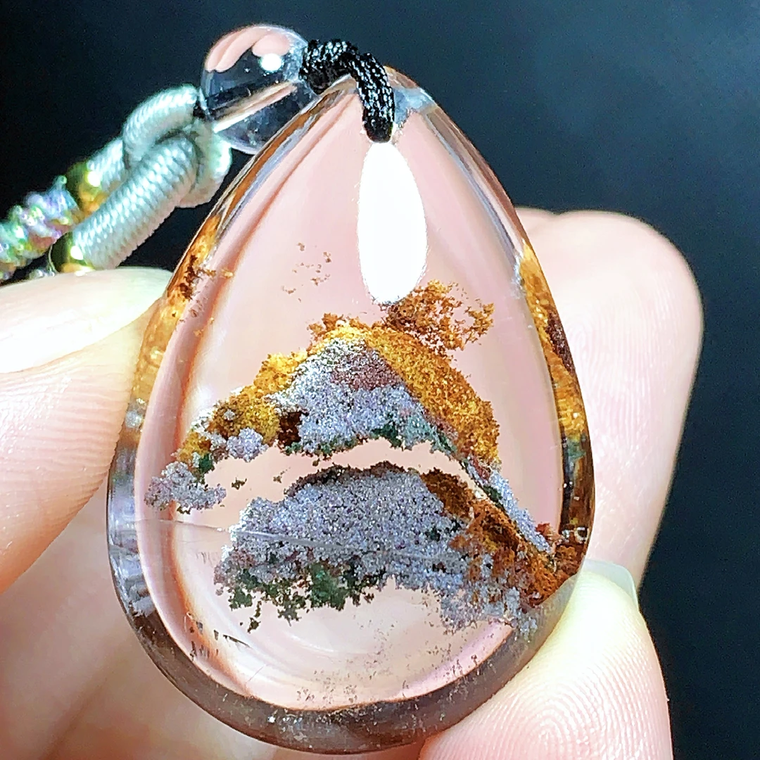 东海水晶天然千层彩幽灵水晶吊坠毛衣链时尚精品挂件坠精美真水晶
