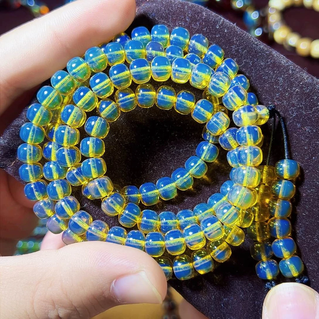 蓝珀珠宝奇石未镶嵌墨西哥7大加蓝珀老形108天空蓝