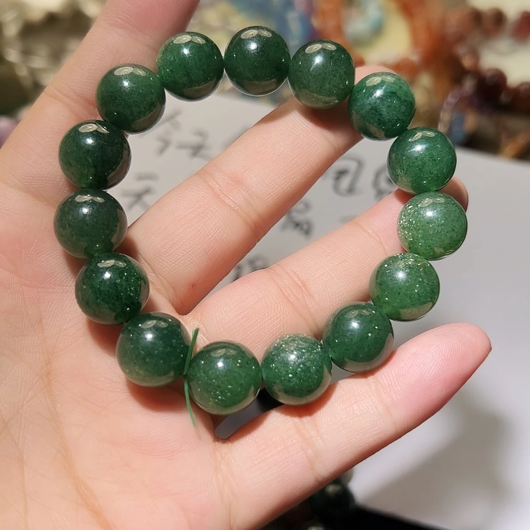 水晶手链未镶嵌绿草莓晶13毫米