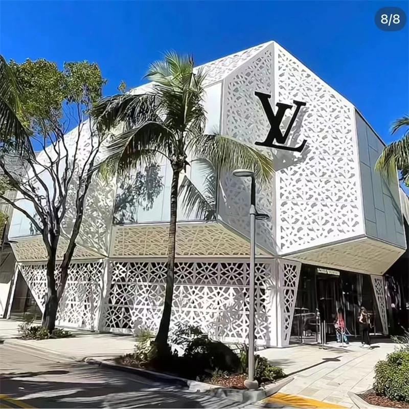 冲孔铝单板幕墙雕花镂空铝板广告招牌门头穿孔板装饰板定制加工厂