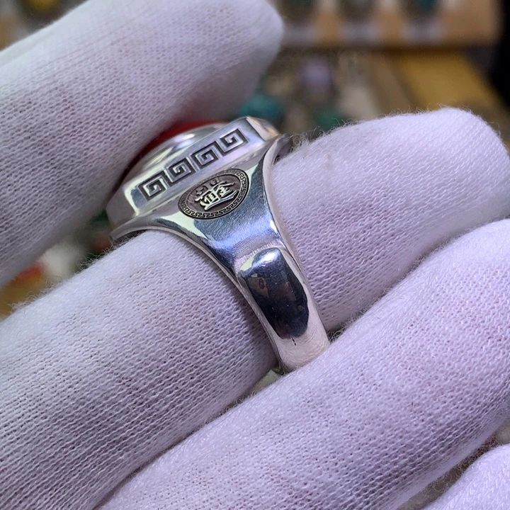 用***4非金属纯银纯手工戒指