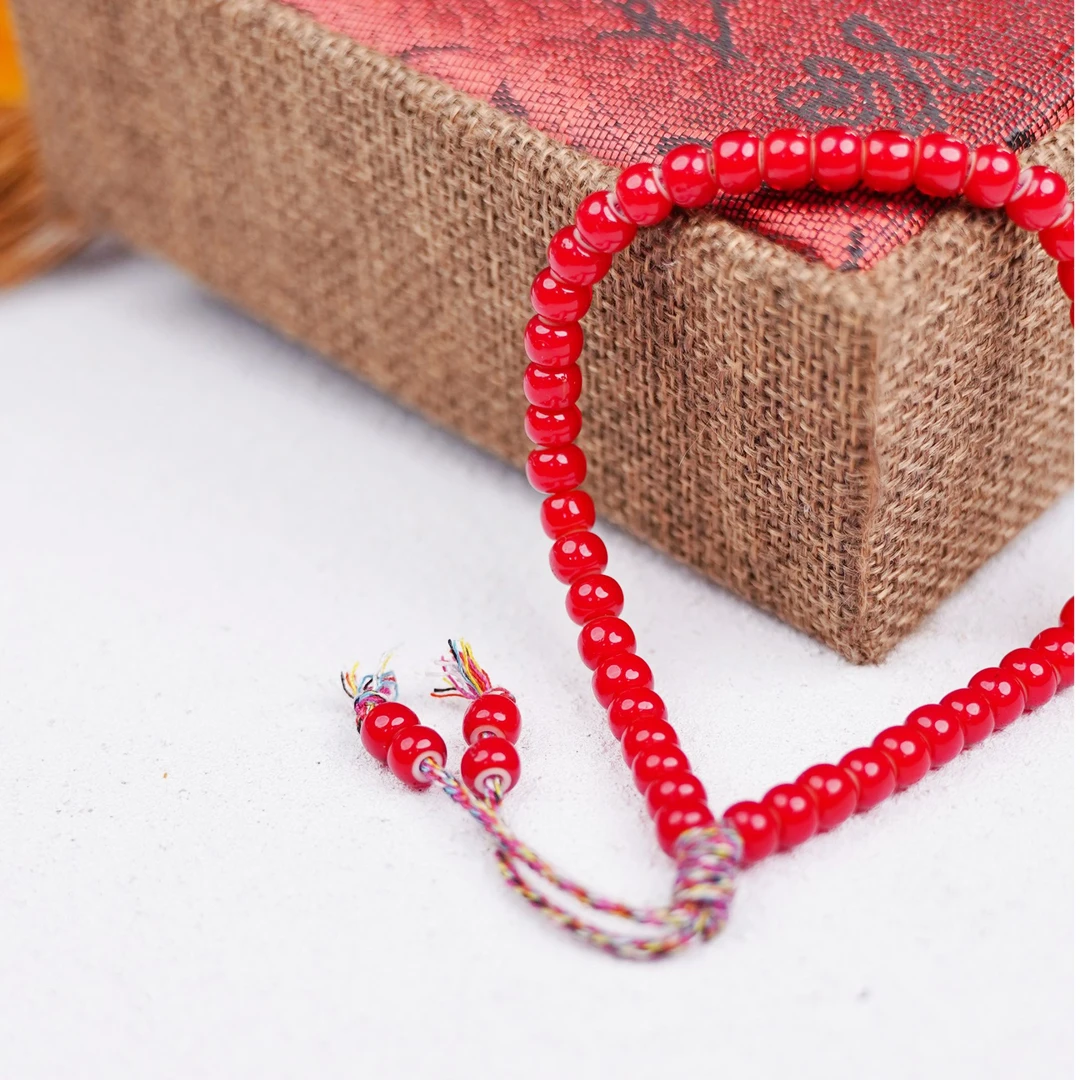 【热销】D7119 清红琉璃 圆珠手串 古珠 珠串 老珠子（择优发货）