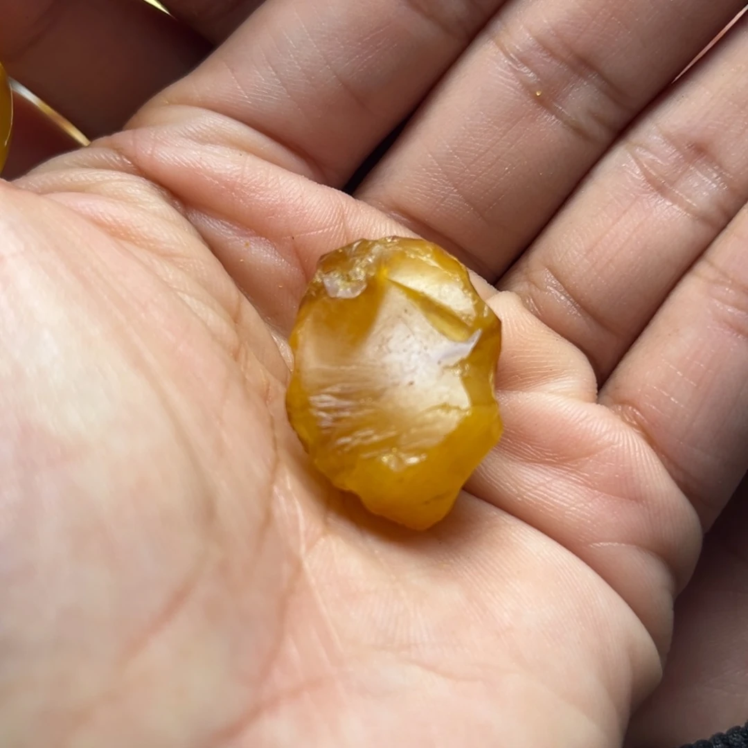 琥珀未镶嵌裸石蜜蜡定制焦皮橘色圆珠
