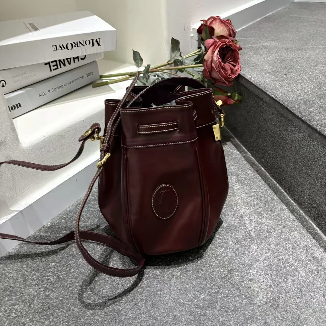 95新 Cartier/卡地亚 波尔多红乌龟手提单肩包A1129