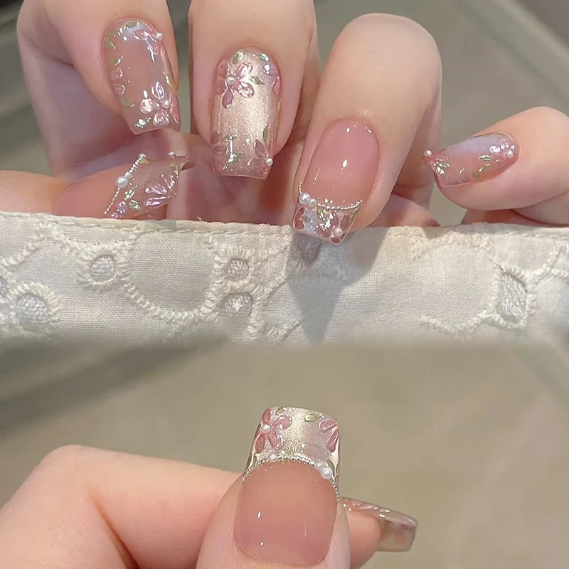 【繁花】手绘绸缎感猫眼温柔仙气高级感显白纯手工穿戴甲