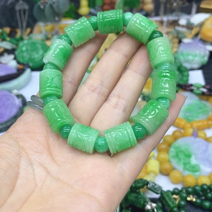 闪***星翡翠未镶嵌耳饰手链48