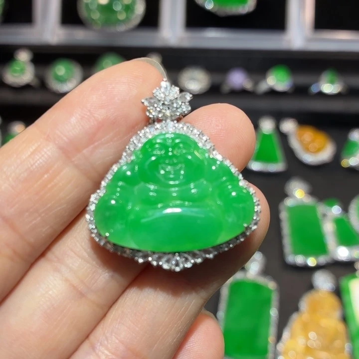 翡翠18K金镶嵌吊坠(不含链)翡翠