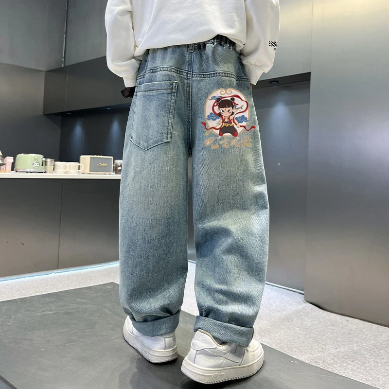 【哪吒】儿童装男童裤子春装2025新款中大童男孩牛仔裤帅气