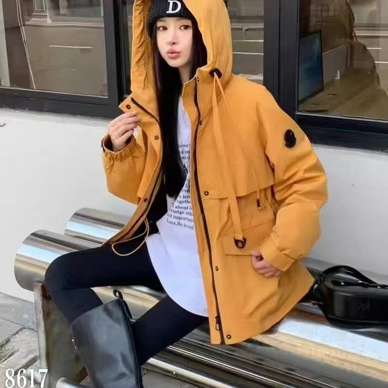 冬季派克服连帽长袖高品质加厚女款韩版时尚中长款加绒百搭冲锋衣