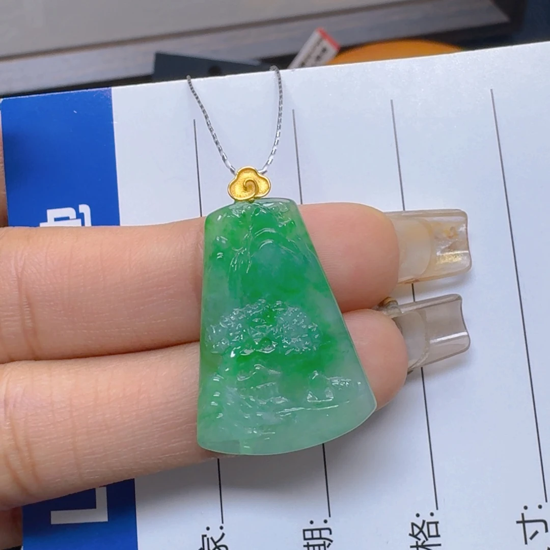 翡翠18K金镶嵌吊坠(不含链)