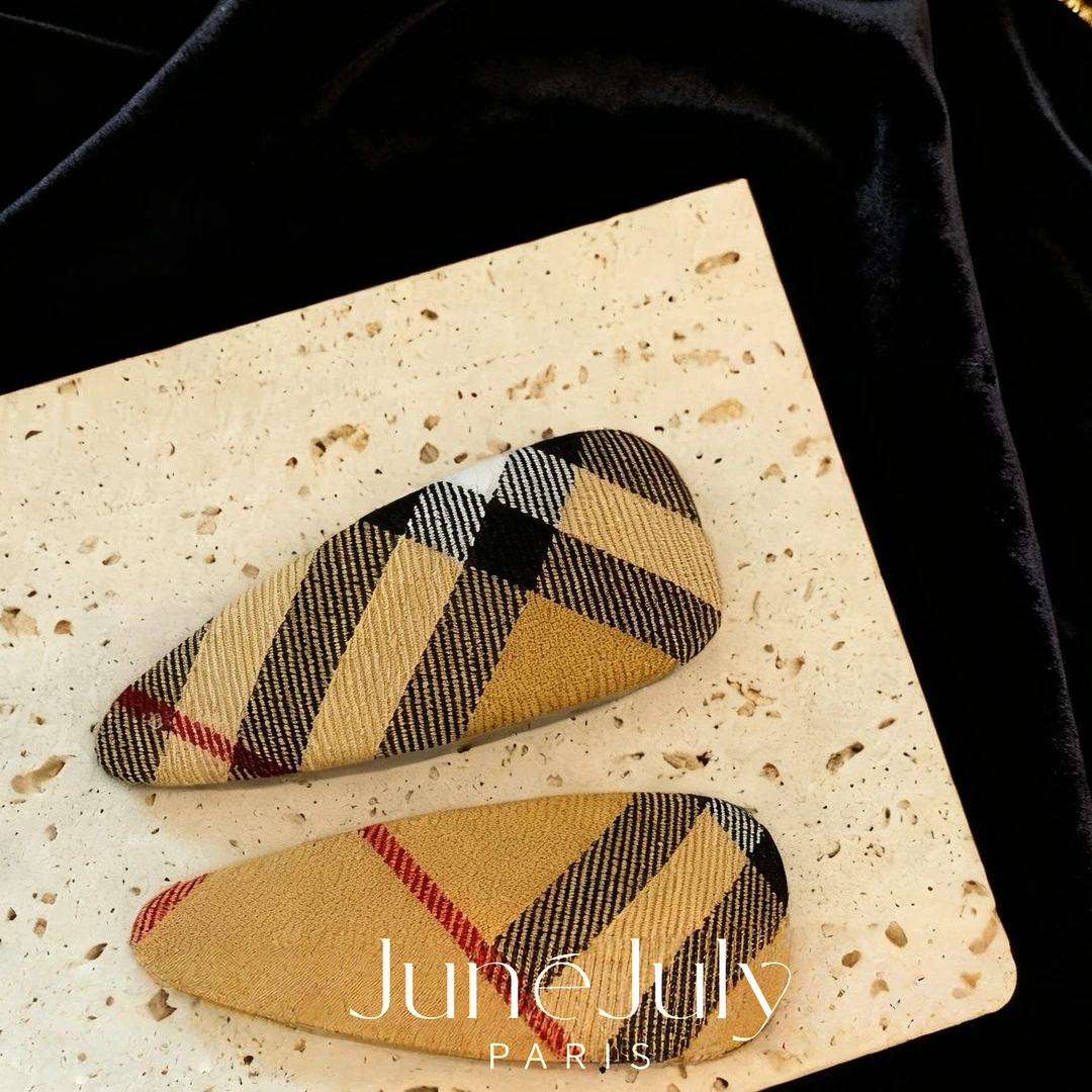 JuneJuly 爆时尚发夹1214韩版经典格纹水滴夹无痕刘海夹