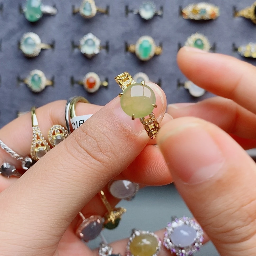 翡翠银S925镶嵌戒指11111