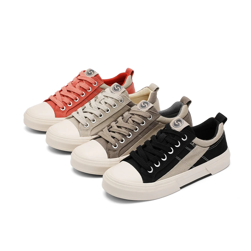 25856秋季男士帆布鞋拼色透气低帮布鞋休闲百搭板鞋潮流系带男鞋