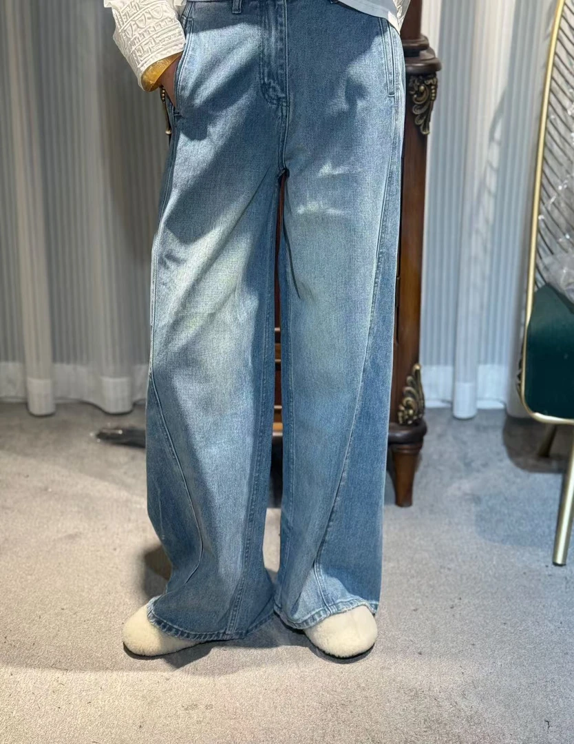 谢美丽-精选设计感侧兜腰带牛仔裤新中式