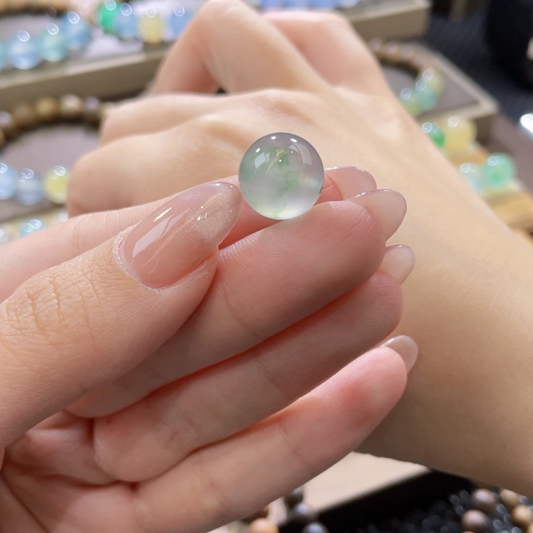 翡翠未镶嵌手链卡12.6冰咖飘绿