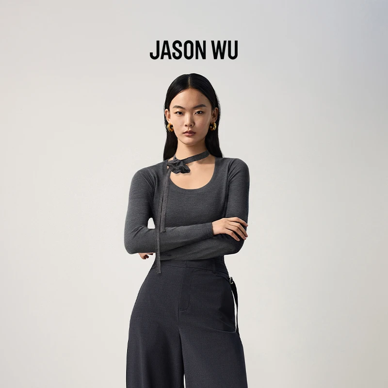 JASON WU25秋季新款U领羊毛无缝基础打底针织衫女63JF2403515A