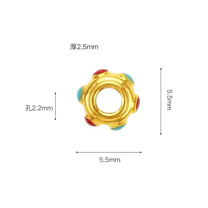 足金999烧蓝5D硬金车轮跑环隔片珐琅工艺（此订单发2个） WH1414