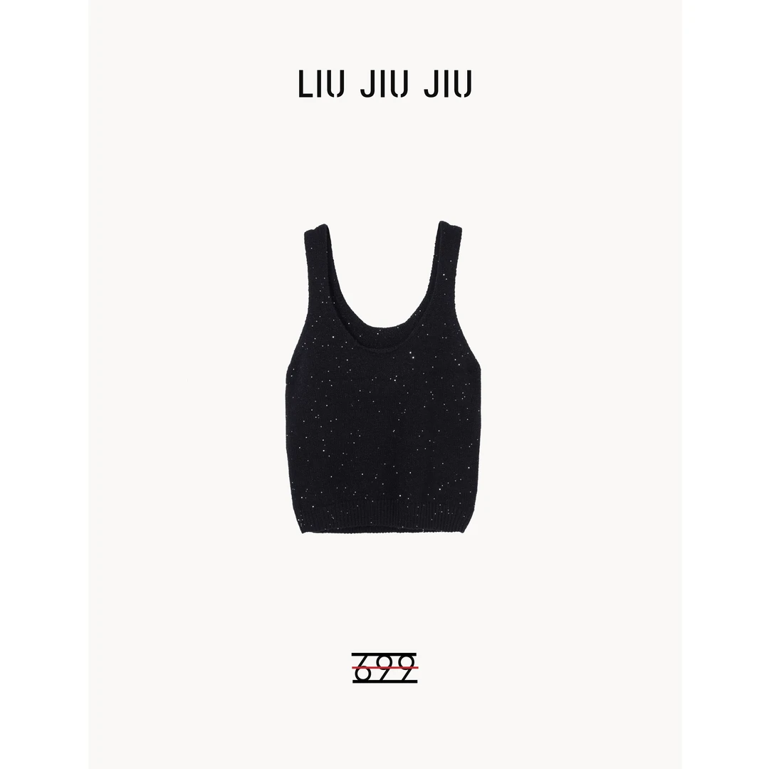 LIUJIUJIU 法式满天星洋气时髦宽松小众V领慵懒感毛衣马甲MY2989L