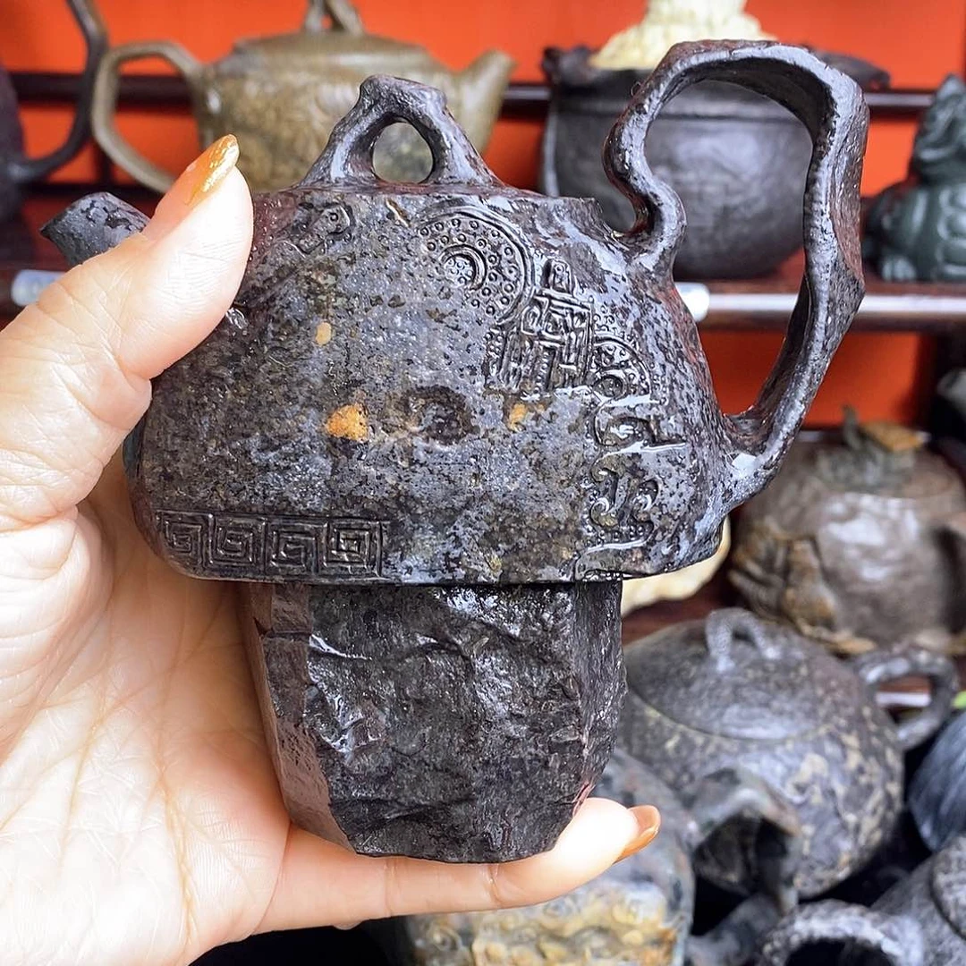 紫砂茶壶冰碛岩随行壶➕手凿杯