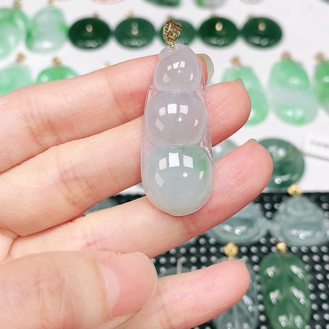 翡翠吊坠(不含链)18K金镶嵌橘*づ