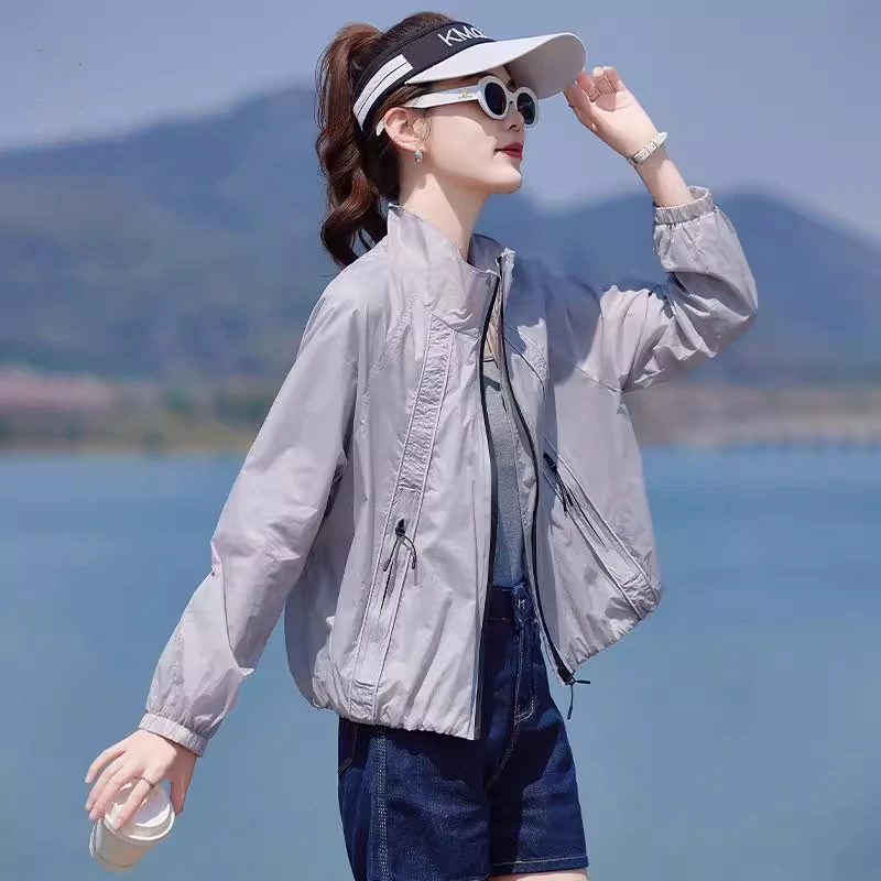 防紫外线防晒衣女2025夏季新款简约纯色薄款外套时尚高级感上衣服
