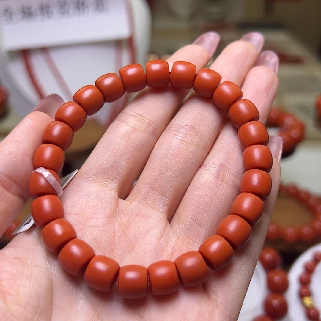 南红玛瑙未镶嵌手串保山阿东寨哑光8mm+直切毕业级