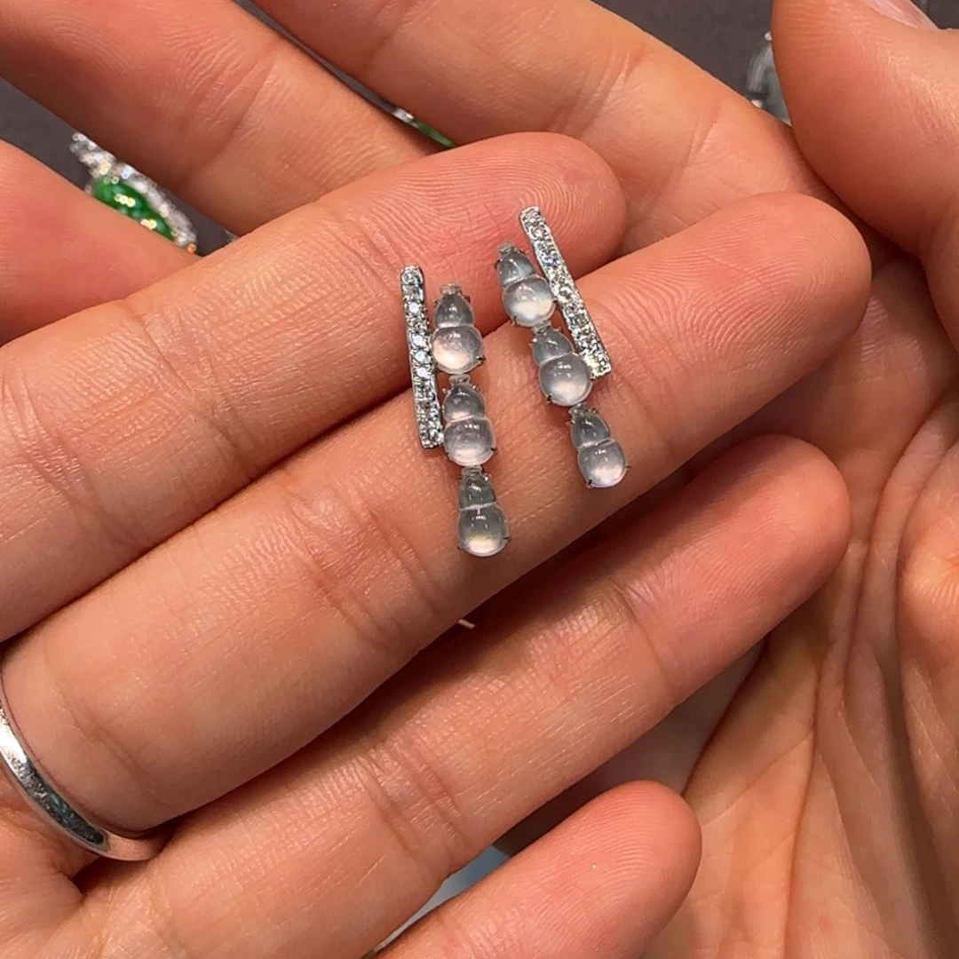翡翠18K金镶嵌耳饰刘****计葫芦葫芦