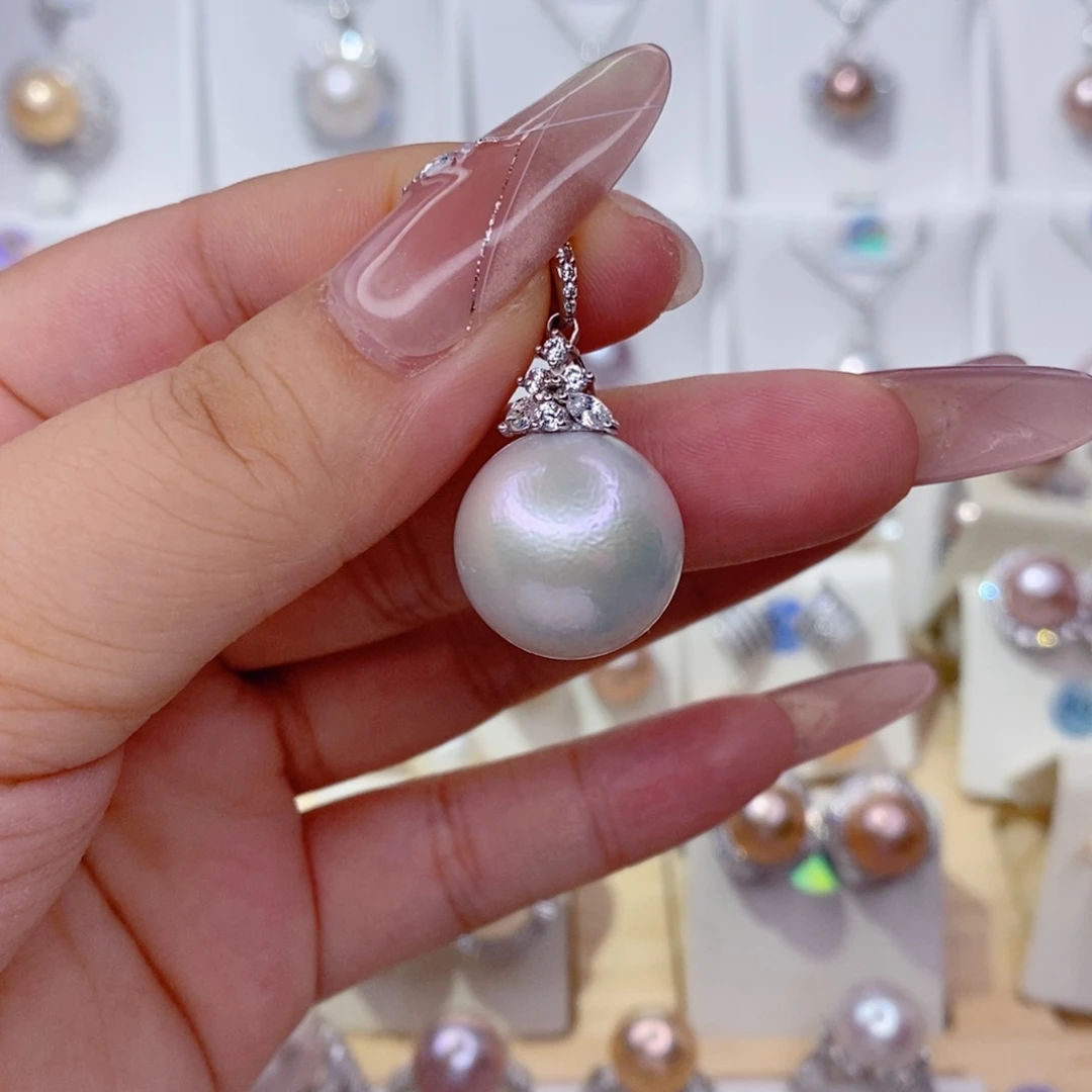 淡水珍珠吊坠(赠链)银S925镶嵌16.8