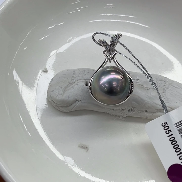 银S925镶嵌吊坠(不含链)海水珍珠12-13