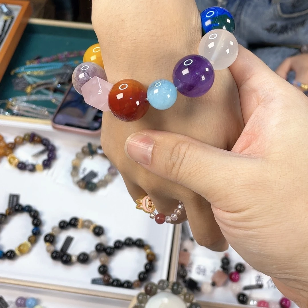 水晶手链银S925镀金镶嵌