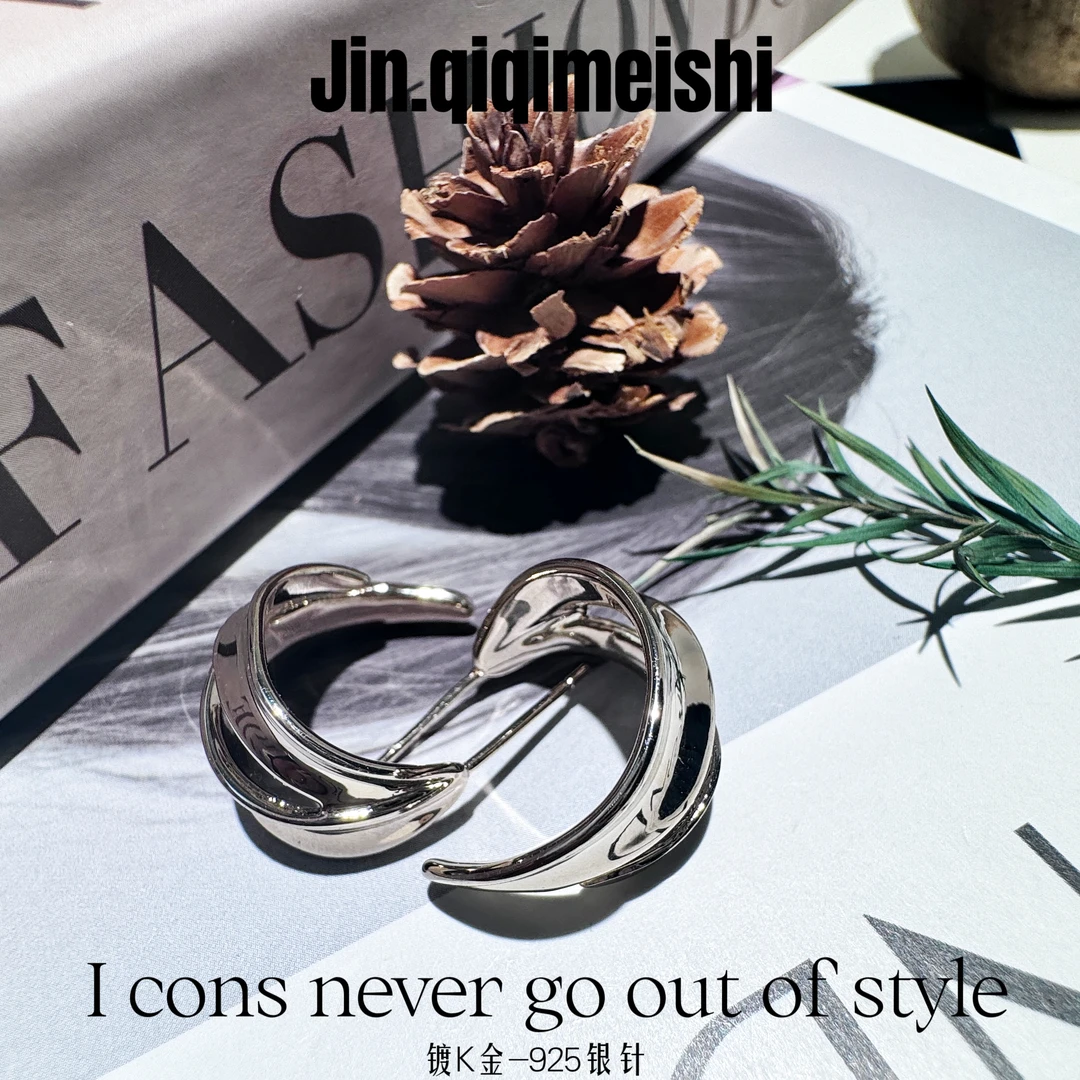 黄铜耳饰 【金七七】ins冷淡风简约C型小众耳圈高级气质通勤百搭