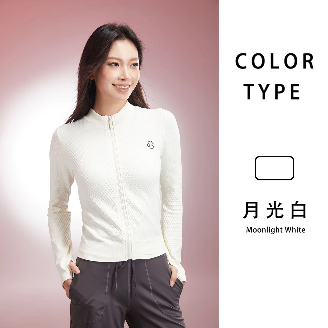 C.CYA新款小立领拉链外套开衫长袖健身瑜伽服女修身防滑指套上衣