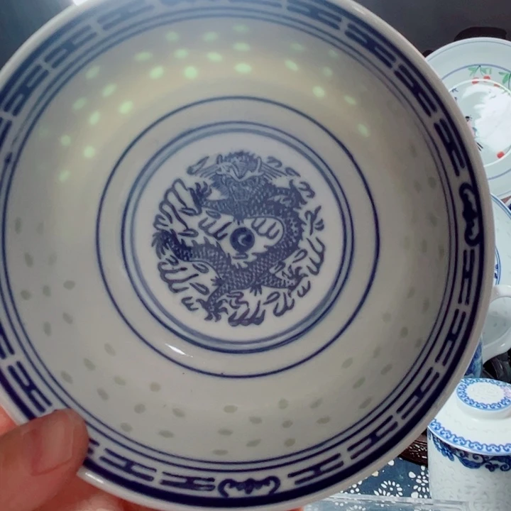 青花玲珑6寸饭碗龙纹