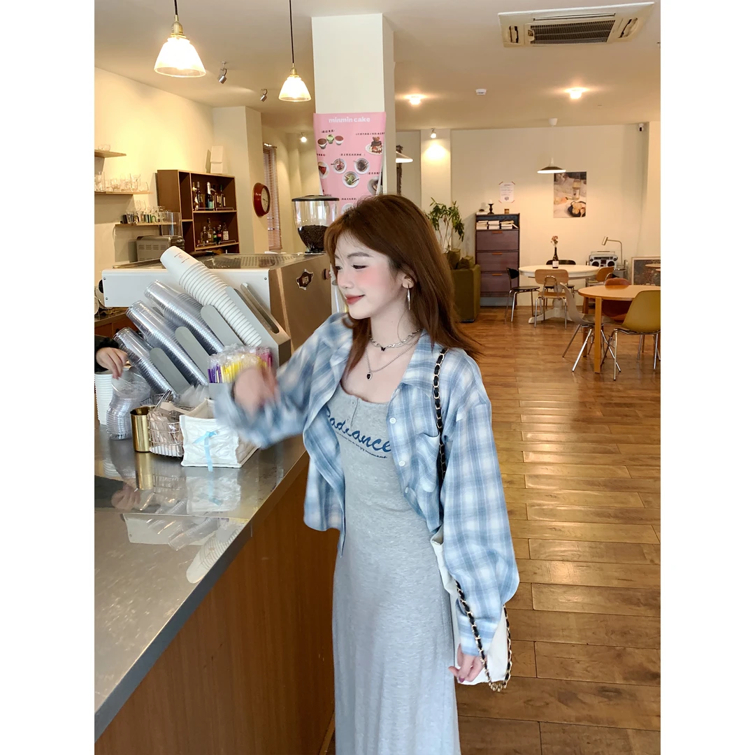 切糕自制【和风的信】小个子春夏季出行女洋气格子贵系长袖衬衫