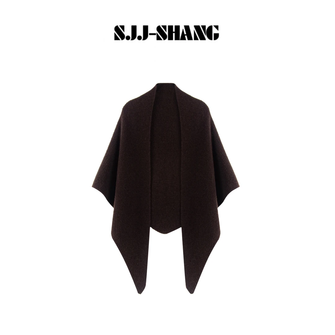SJJ-SHANG【暖阳】大三角设计感澳洲羊毛混纺针织围巾q135618p
