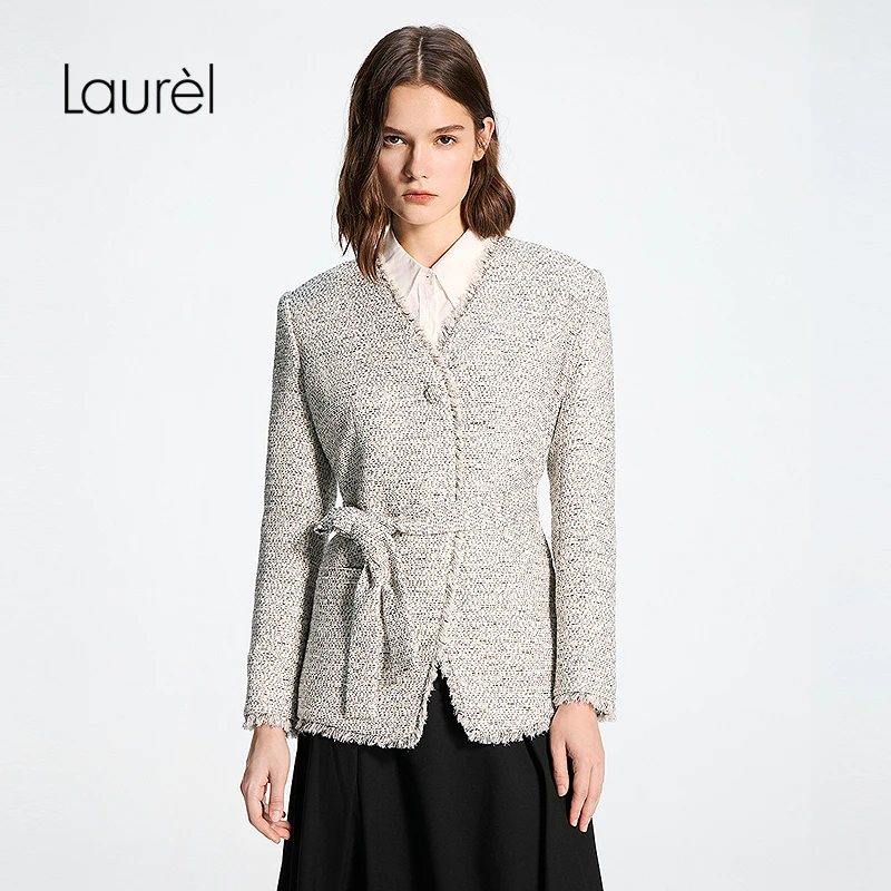 【晨粉专享】Laurel劳芮25秋新款小香风系带短外套女LWD356T079DX