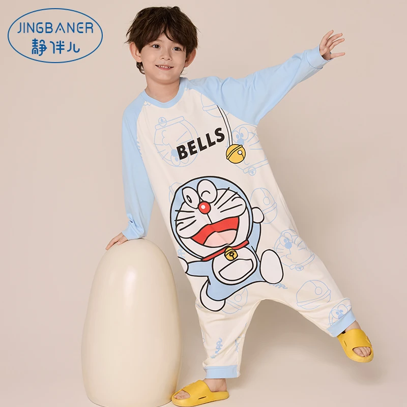 2025春秋季宝宝睡袋纯棉长袖男女童连体睡衣卡通萌趣连体睡衣儿童