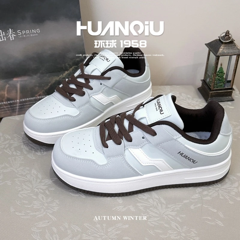 HUANQIU/环球休闲板鞋女款2025新款厚底鞋子女百搭潮流轻便女鞋潮